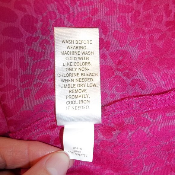 EVRI Womens Peplum Top Blouse Plus Size 1X V-Neck 3/4 Sleeve Animal Print Pink - Picture 7 of 7